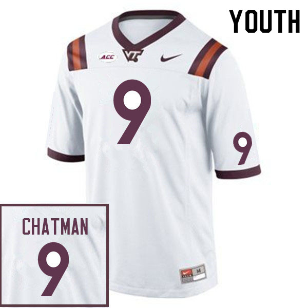 Youth #9 Armani Chatman Virginia Tech Hokies College Football Jerseys Sale-White
